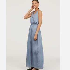 H&M Blue Satin Maxi Dress